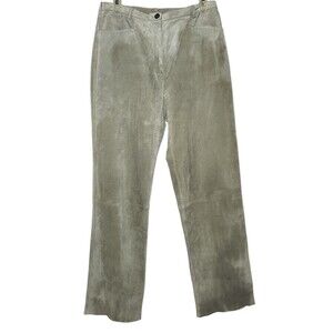 Vintage J Jill Gray Leather Pants Women's Size 10 High Rise Straight Leg Fit